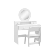 Kids Dressing Table Set Kids Make up Table with Stool and Mirror, Storage Drawers, Gift for Aged 3-8