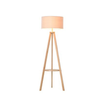 Three-legged floor lamp with storage shelf and linen shade, suitable for living rooms and bedrooms, 154 cm, cream colour