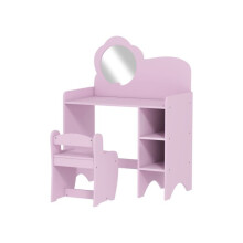 Kids Dressing Table with Mirror, Stool, Kids Vanity Table with Shelves, for Ages 3-8 Years, Purple