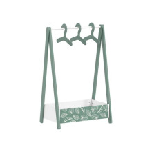 Baby Clothing Rack with Hangers, Storage Shelf for Bedroom, Leaf Theme, for Ages 3-6, Green