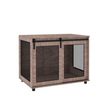 Dog Crate Furniture with Sliding Door for Large Dogs, Walnut Brown
