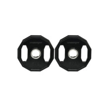 Olympic Barbell Plate Set, Metal Rubber Shock Absorbers with 2-inch/5cm Bore, Includes 2 x 5kg Plates, Black