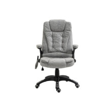 Massage Recliner Chair Heated Office Chair with Six Massage Points Microfiber Cloth 360 Swivel Wheels Grey