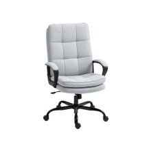 Double Padded Linen-Look Office Chair - Light Grey