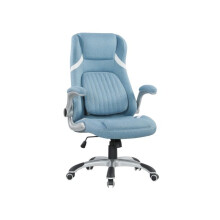 Linen-Look Office Chair, with Adjustable Height and Tension - Blue