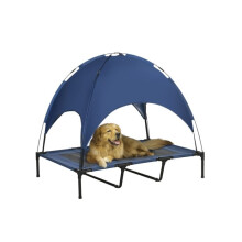 Raised Dog Bed Waterproof Elevated Pet Cot with Breathable Mesh UV Protection Canopy Blue, for XL Dogs, 122 x 92 x 108cm