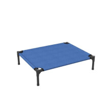 Raised Dog Bed Cat Elevated Lifted Portable Camping w/ Metal Frame Blue (Medium)