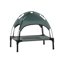 Raised Dog Bed Waterproof Elevated Pet Cot with Breathable Mesh UV Protection Canopy Grey, for Small Dogs, 61 x 46 x 62cm