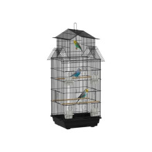 Metal Bird Cage with Plastic Swing, Perch, Food Container, Tray, Handle, for Finches, Canaries, 43 x 32.5 x 104cm