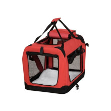 Foldable pet carrier for small and toy dogs, portable cat carrier, storage bag and breathable mesh window – 60 x 42 x 42 cm – red
