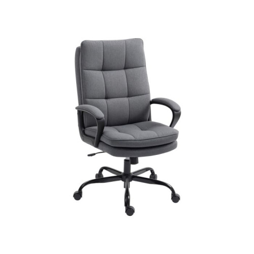 Double Padded Linen-Look Office Chair - Charcoal Grey