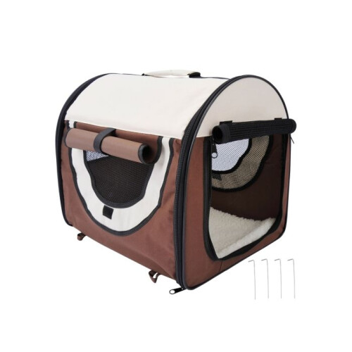 Folding Fabric Soft Pet Crate, 46Lx36Wx41H cm - Brown