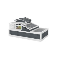 Tortue Maison 3 Chambres avec 2 Étages, Échelle, Balcon, Plateau, Toit Ouvrable, 59H x 112L x 65Wcm, Gris