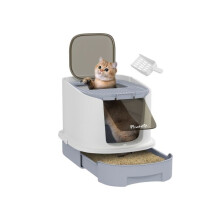 Cat Litter Box with Lid, Scoop, Deodorisation Bags, Top Entry