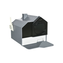 Lidded cat litter tray (includes scoop), cat litter tray with pull-out tray, dimensions: 47 x 45 x 42 cm – grey