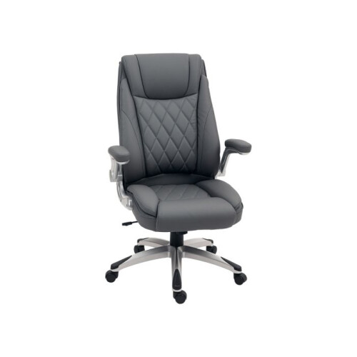 Faux Leather Executive Swivel Office Chair - Dark Grey