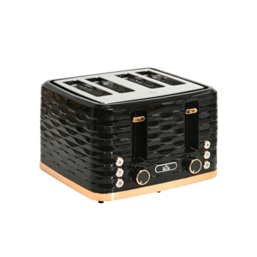 Four-Slice Rippled Toaster - Black