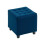Velvet-Feel Square Ottoman - Blue 1