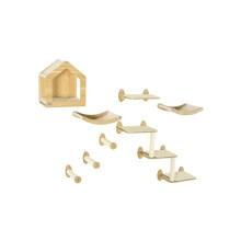 8 Piece Cat Shelves Set, with Cat House, Three Perches, Three Scratching Posts