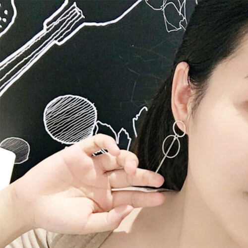 Geometric Double Circle Hoop Earrings with Infinity Knot 2