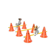 Dog Agility Equipment Set of Six Cones, Six Poles with Carry Bag, Three-Piece Adjustable Height Jumping Obstacles Orange