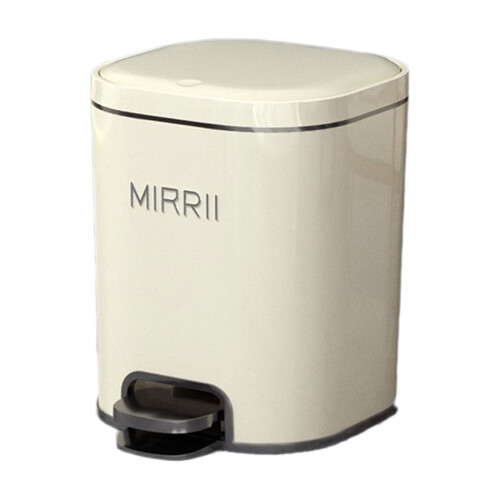 Pedal Trash Can Beige Large Capacity Step-On Garbage Bin 1