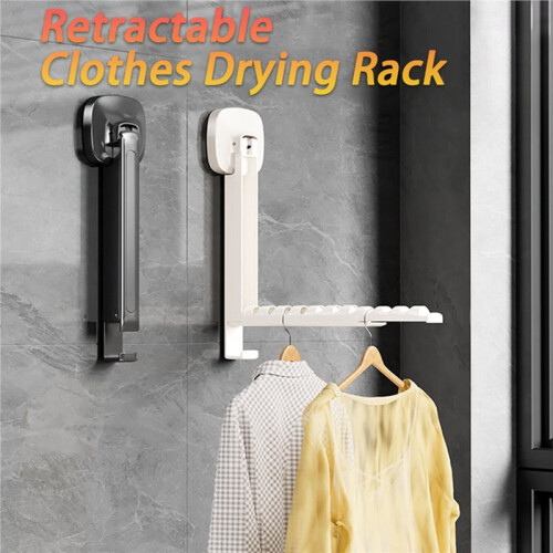 Folding Wall-Mounted Clothes Drying with Suction Cup Foldable Retractable Portable Clothes Drying Folding Clothes Racks 2