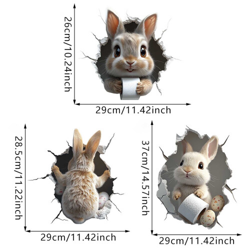 3D Removable Rabbit Wall Sticker 2PCS 2