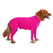 (Rose Red, M 60cm) Dog Surgical Recovery Onesie Anti Shedding Long Sleeve Calming Pajamas with Legs
