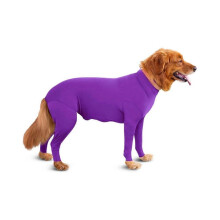 (Purple, S 58cm) Dog Surgical Recovery Onesie Anti Shedding Long Sleeve Calming Pajamas with Legs