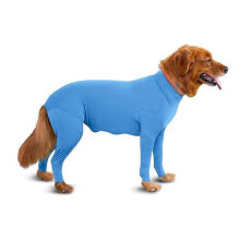 (Blue, L 63cm) Dog Surgical Recovery Onesie Anti Shedding Long Sleeve Calming Pajamas with Legs