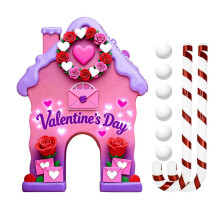 (1 Set, E) Set da minigolf a tema San Valentino con bastoncino di zucchero e pan di zenzero, mazza e 6 palline, Jikaix