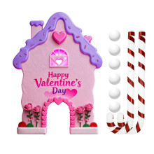 (1 Set, B) Valentine's Gingerbread Candy Cane Mini Golf Set Club & 6 Balls Indoor Family Fun Jikaix