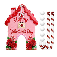 (1 Set, L) Valentine's Gingerbread Candy Cane Mini Golf Set Club & 6 Balls Indoor Family Fun Jikaix