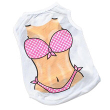(Pink, L) Bikini-Weste mit Haustiermuster, lässiges Polyester-T-Shirt mit sexy Brustmuskel-Mops-Motiv für den Sommer