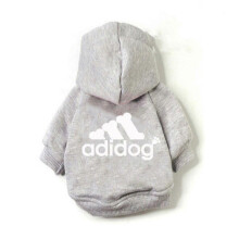 (Gray, S) Adidog Cotton Pet Hoodie Sweater Vest for Small Medium Dogs