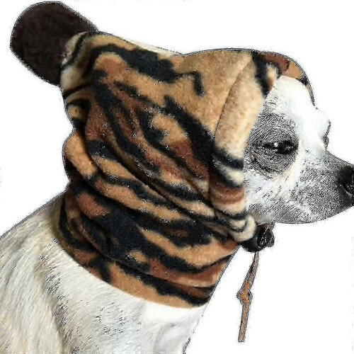 (S) Dog Fleece Winter Warm Hat with Ear Protection Solid Color Drawstring