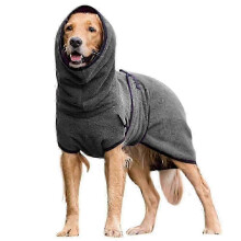(Dark Grey, XL) 2025 Puppy Fleece Towelling Bathrobe Drying Sleepwear Warmer
