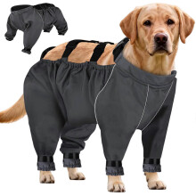 (XL) Waterproof Dog Leg Sleeves with Suspenders for Snow Rain Walking Outdoor Washable XS