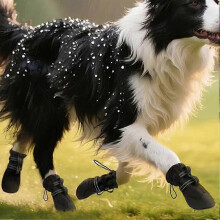 (Black, L) Hot Pavement Dog Shoes 4 Pack Anti-Slip Wound Recovery Boots for Hiking Walking Outdoor