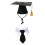 (C, One Size) Graduation Cap Bow Tie Necktie Tassels Set 1