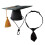 (B, One Size) Graduation Cap Bow Tie Necktie Tassels Set 1