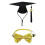 (E, One Size) Graduation Cap Bow Tie Necktie Tassels Set 1