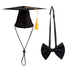 (A, One Size) Graduation Cap Bow Tie Necktie Tassels Set