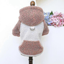 (pink, XS) Fleece Hooded Dog Sweater with Buckle Winter Warm Small Dog Pomeranian Yorkie