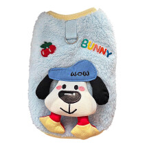 (Blue, M) Cute Pet Tank Top 3D Puppy Cozy Plush for Small Dogs Cats
