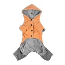 (Orange, S) Winterlicher Haustier-Einteiler mit Kapuze und Plüschfutter für Teddybär und Bichon Frisé