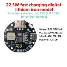 Display 22,5 W Powerbank Dubbelriktad Snabbladdning Mobil Strömmodul 3,2 V Litiumjärnfosfat PD/QC Snabbladdning B