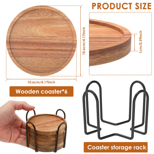 Wood Cup Holder Set with Organizer Rack 12 pcs 1