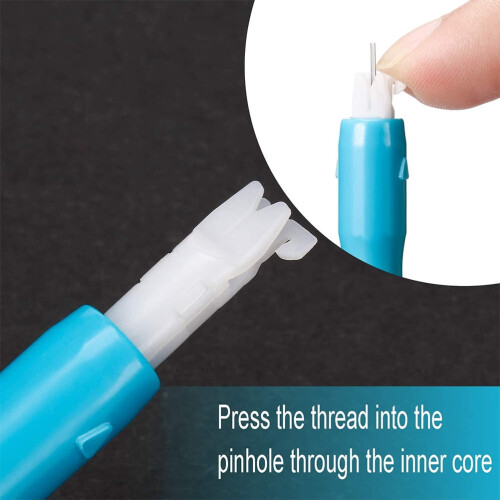 Sewing Machine Needle Threader Automatic White Blue 2
